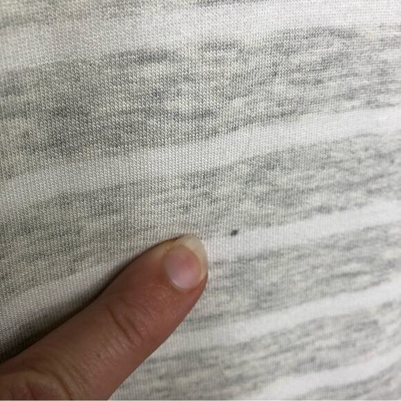 Athleta oatmeal white striped knit tunic asymmetrical hem dress size Medium - Picture 8 of 14